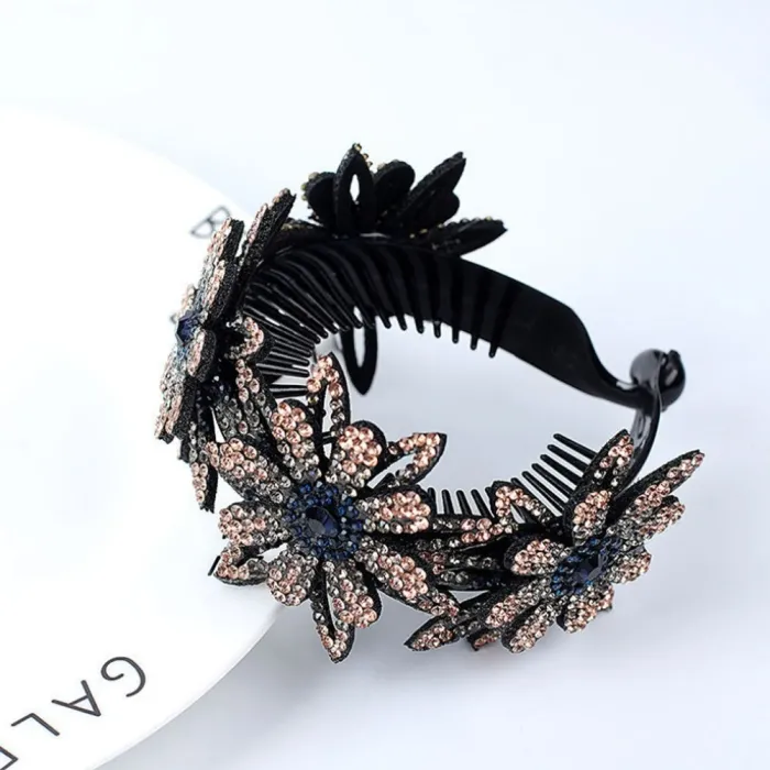 Bloemen haarclip - knot maker - klauw - met sprankelende strass steentjesHaarspelden