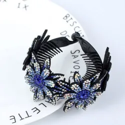 Bloemen haarclip - knot maker - klauw - met sprankelende strass steentjesHaarspelden