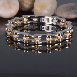 Fietsketting armband - goud en zilver - roestvrij staalArmbanden