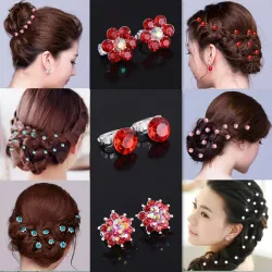Haarclips met kristallen bloemen - 10 stuksHaarspelden