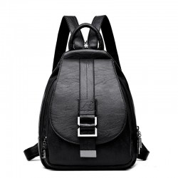 Fashionable leather backpack - with a metal front buckleBackpacks