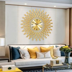 Moderne wandklok - zonvorm - met kristallen decoratie - 38 * 38cmKlokken