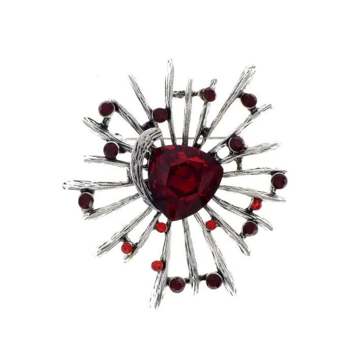 Stijlvolle bloemenbroche - met glazen kristallenBroches