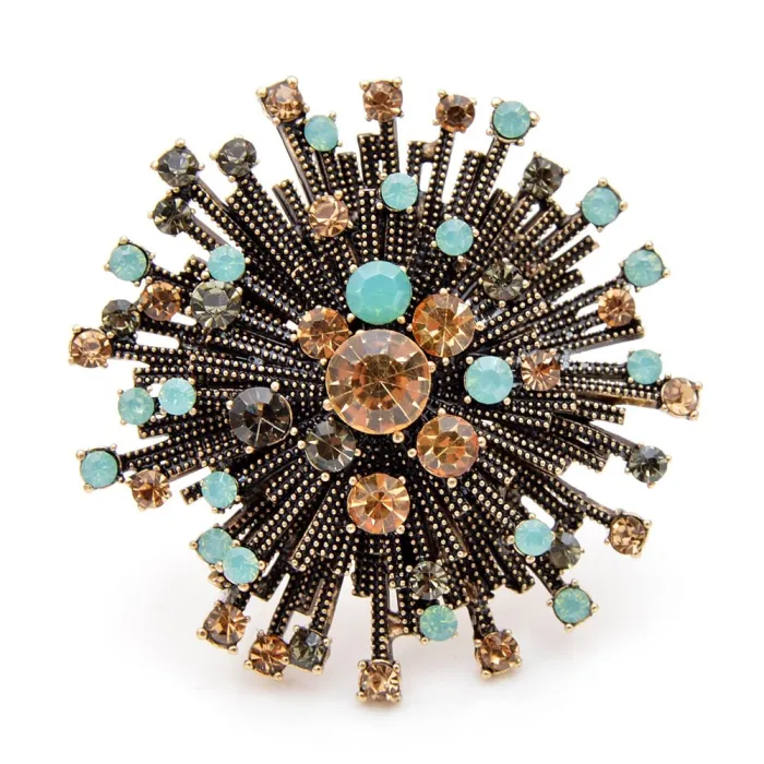 Vintage ronde bloem - broche met kristallenBroches