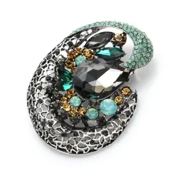 Big crystal flower - geometric broochBrooches