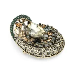 Big crystal flower - geometric broochBrooches