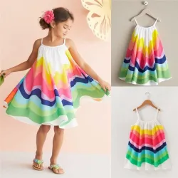 Mouwloze regenboogjurk - met spaghettibandjesClothing