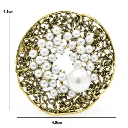 Vintage pearl flower - round broochBrooches
