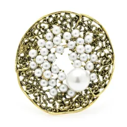 Vintage parelbloem - ronde brocheBroches