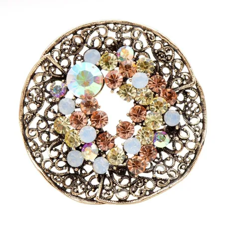 Vintage ronde broche - met kristallenBroches