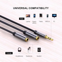 Koptelefoonsplitter - AUX-kabel - 3,5 mm jack - mannelijk naar 2 vrouwelijk - voor PC / MP3Kabels
