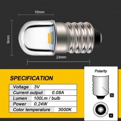 E10 - LED-lamp - 3V / 4.5V / 6V / 12V - 2 stuksE10