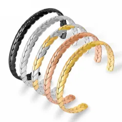 Roestvrijstalen armband - half open - tarweschubben design - unisexArmbanden