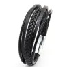 Trendy leren armband - meerlaags gevlochten touw - metalen sluiting - unisexArmbanden