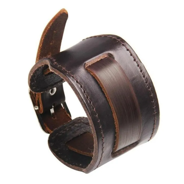 Brede armband van echt leer - verstelbare gespArmbanden
