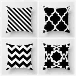 Cushion cover - black / white geometric style - 45 * 45cmCushion covers