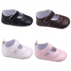 Leren schoenen - met bloemmotief - voor newborns / baby'sSchoenen