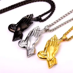 Biddende handen hanger - met ketting - roestvrij staalHalskettingen