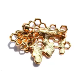 Bij en honingraat - goud - kristal - brocheBroches