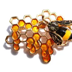 Bij en honingraat - goud - kristal - brocheBroches
