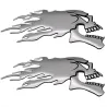 3D chrome ghost skull head - car & motorcycle sticker 2 piecesStickers