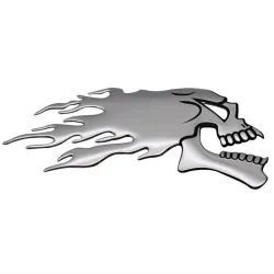 3D chrome ghost skull head - car & motorcycle sticker 2 piecesStickers