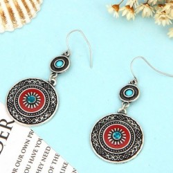 Vintage ethnic style earrings - with rhinestones / red enamelEarrings