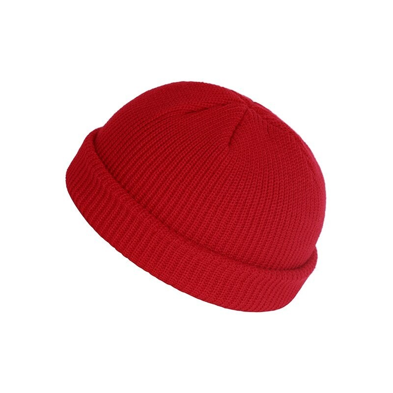 Knitted warm hat - short - ribbed - unisexHats & Caps