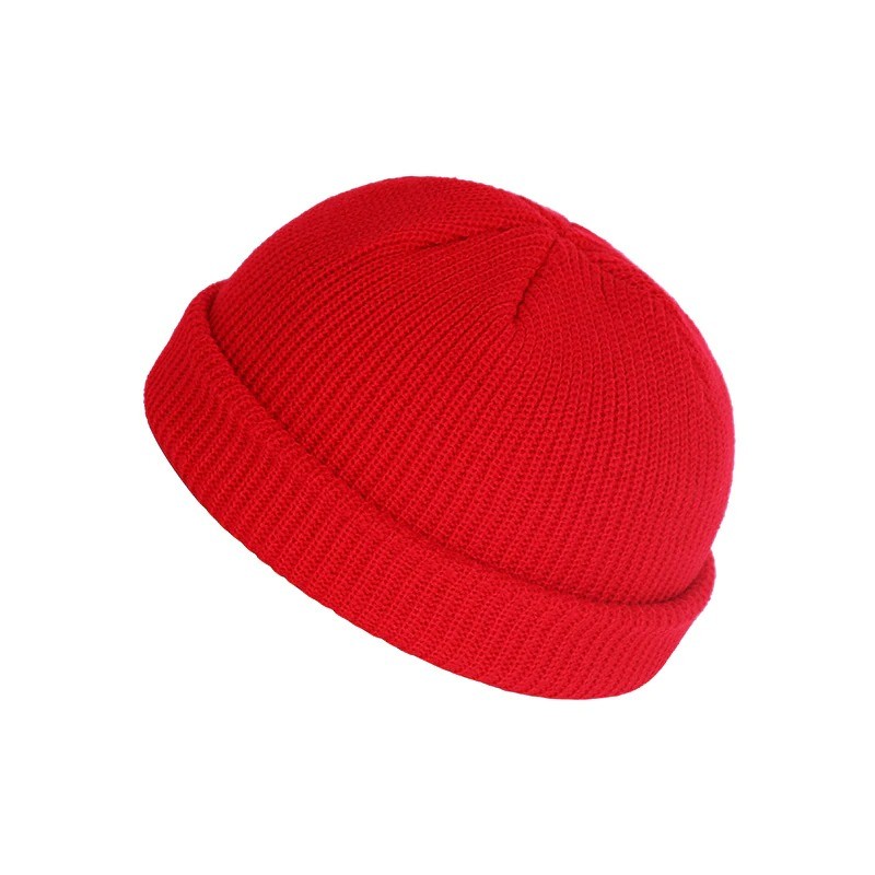 Knitted warm hat - short - ribbed - unisexHats & Caps
