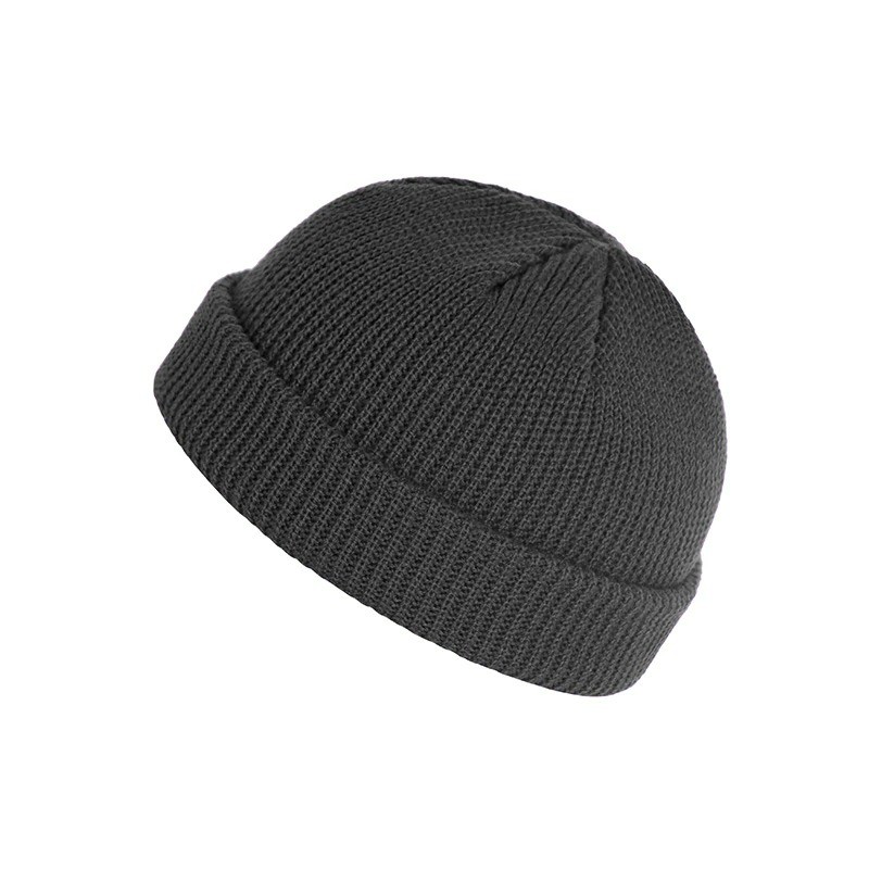 Knitted warm hat - short - ribbed - unisexHats & Caps