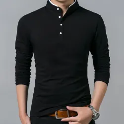 Shirt / t-shirt met lange mouwen - met knoopkraag - katoenT-Shirts