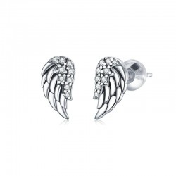 WOSTU sterling silver stud earrings - angel wings design for women - gift