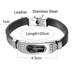 Retro schorpioen armband - leer - roestvrij staalArmbanden