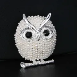 Kristallen broche met pareluilBroches