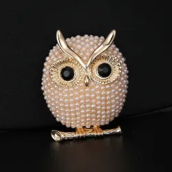 Kristallen broche met pareluilBroches
