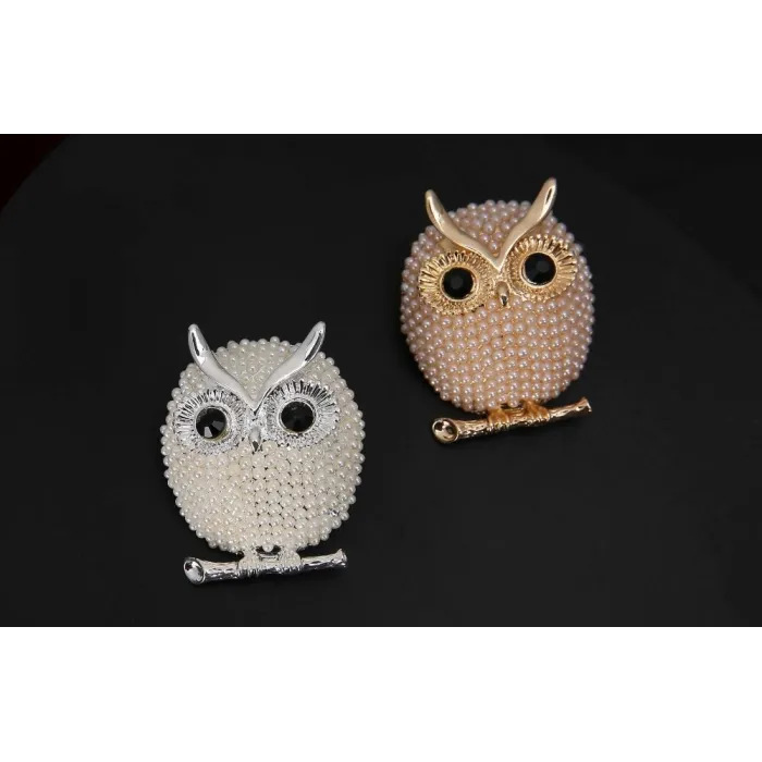 Kristallen broche met pareluilBroches