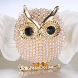 Kristallen broche met pareluilBroches