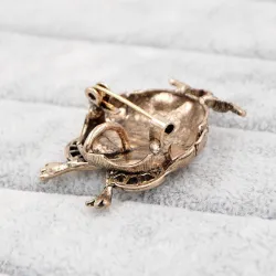 Retro big eyes owl - brooch with crystal decorationsBrooches