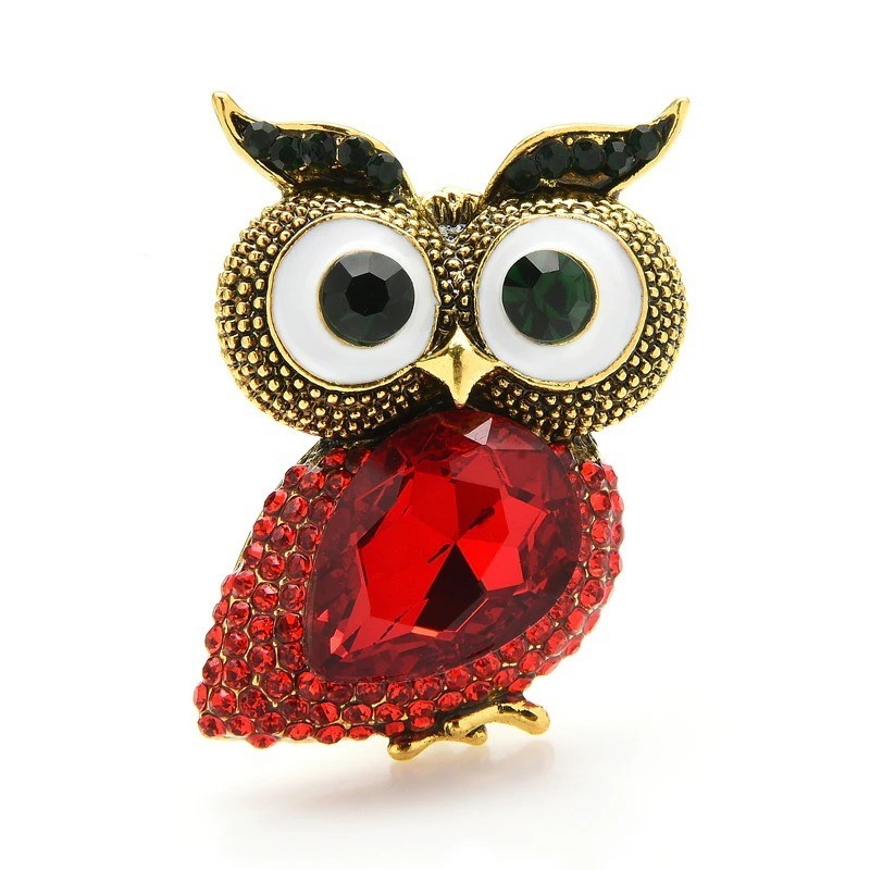 Big eyes owl - crystal broochBrooches