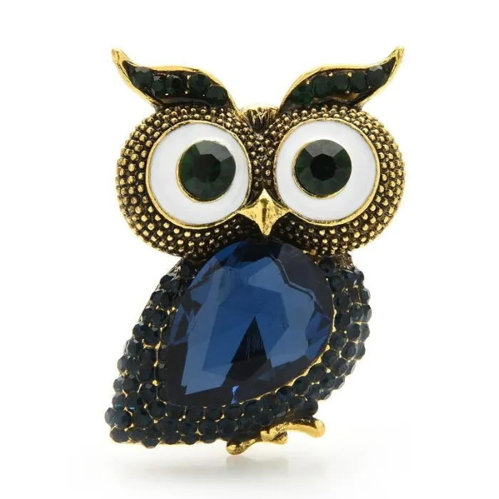 Big eyes owl - crystal broochBrooches
