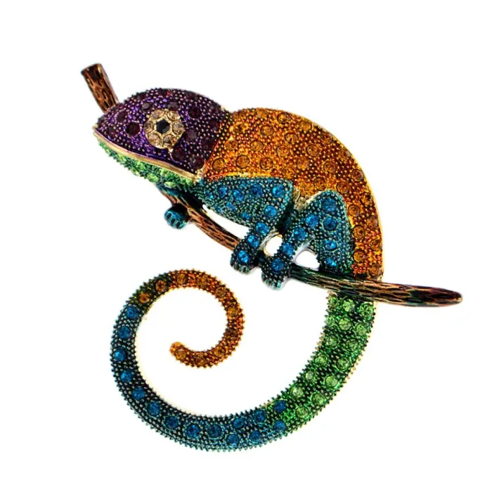 Kristallen kameleon / hagedis - elegante brocheBroches