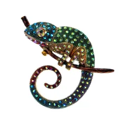 Kristallen kameleon / hagedis - elegante brocheBroches