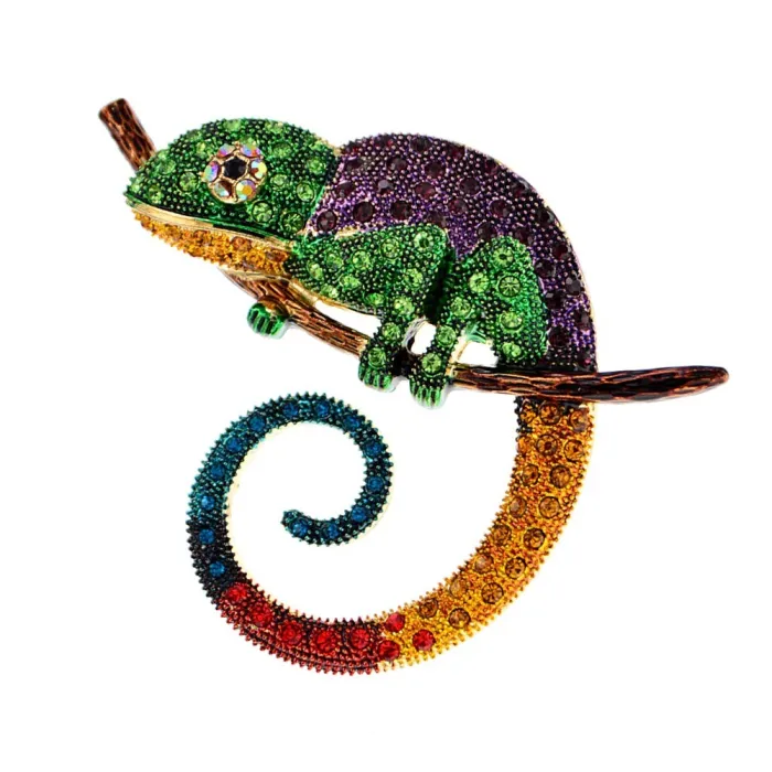 Kristallen kameleon / hagedis - elegante brocheBroches