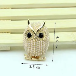 Kristallen broche met pareluilBroches