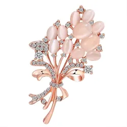 Vintage opaal bloem - kristallen brocheBroches