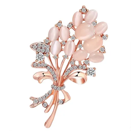 Vintage opaal bloem - kristallen brocheBroches