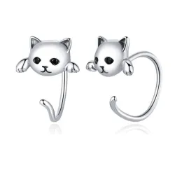 Oorbellen met kleine kat - 925 sterling zilverOorbellen