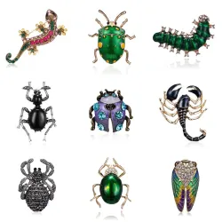 Elegante kristallen broche - lieveheersbeestje / schorpioen / hagedis / gekkoBroches