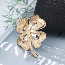 Four leaf clover - crystal broochBrooches