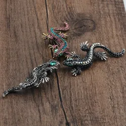 Vintage broche met kristallen hagedisBroches